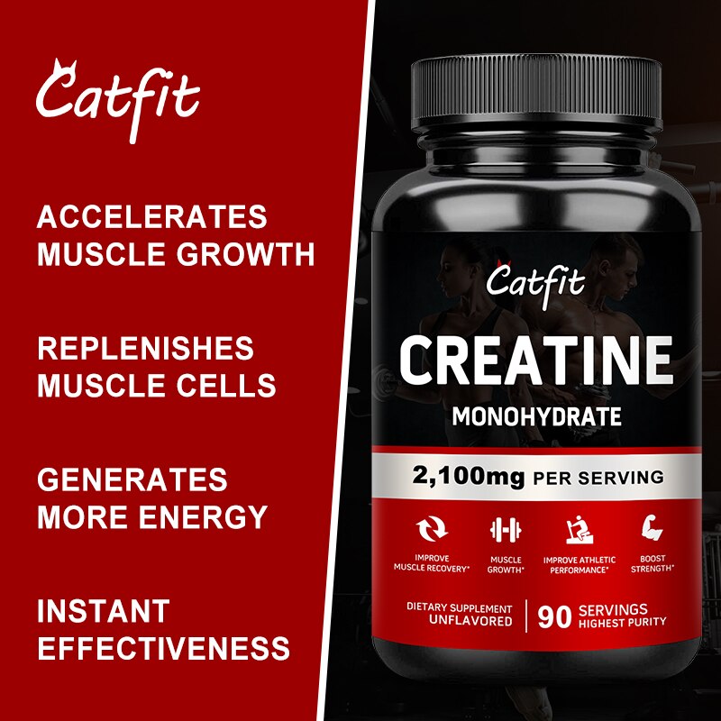 Catfit Creatine Monohydrate Capsules Improve Gain Strength Build