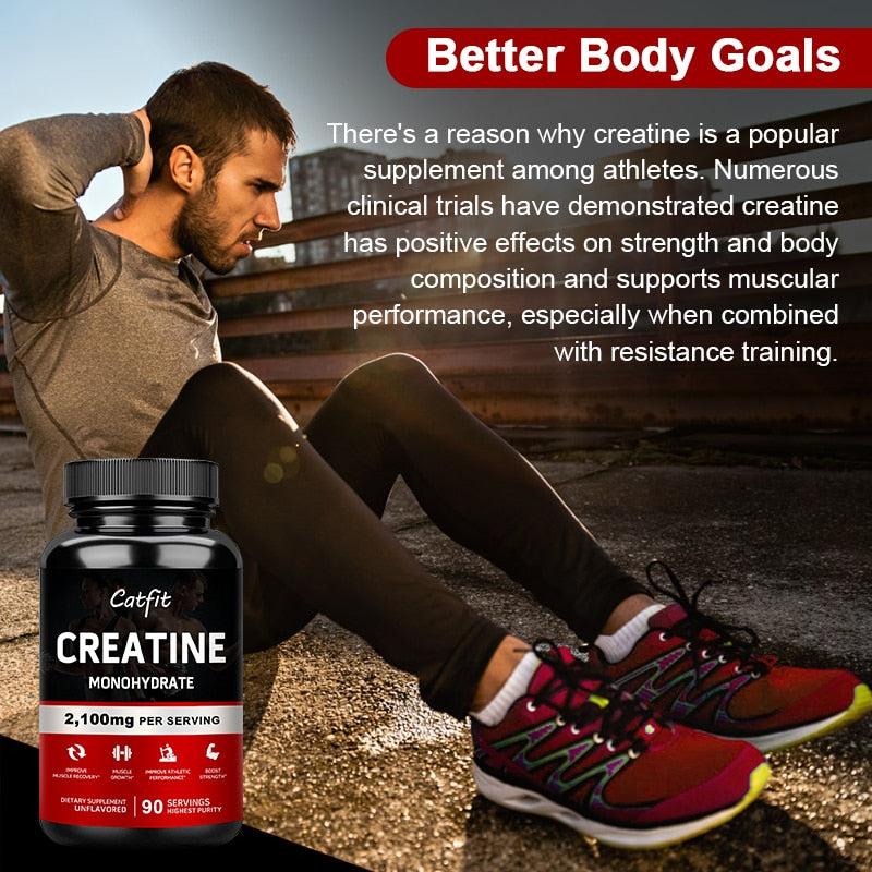 Catfit Creatine Monohydrate Capsules Improve Gain Strength Build